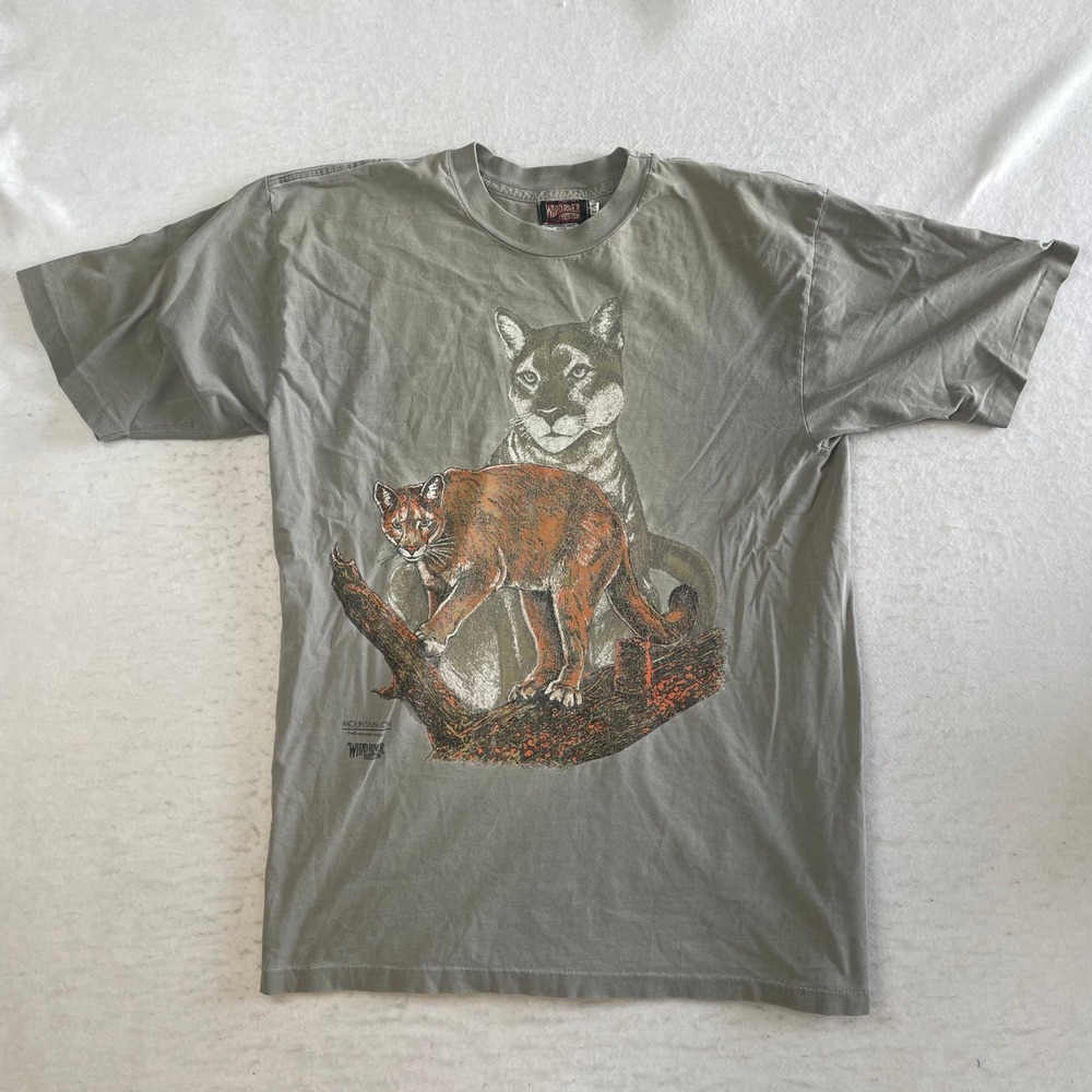VTG Wind River Outfitting Company T-Shirt L Mountain Lion Graphic Nature Tee
